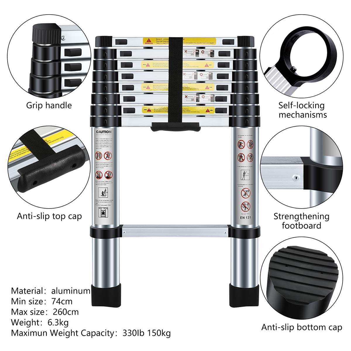 A cheap quick release DIY telescopic roof tent ladder