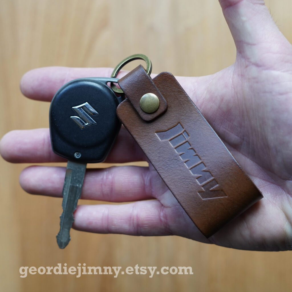 Walnut Jimny Leather Key Ring