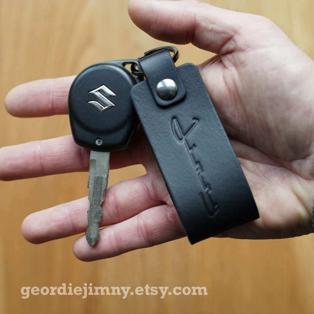 Black Suzuki Jimny Retro Leather Key Ring